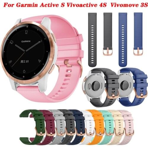 18mm Smartwatch Band For Garmin Active S Vivoactive 3S 4S Move 3S Ticwatch C2 Strap Silicone Smart Band Replacement Accessories