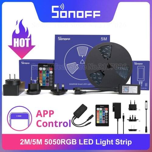 ITEAD SONOFF L1 2M/5M RGB LED Light Strip Dimmable Waterproof Colorful Flexiable Remote Control via eWeLink Support Google Home