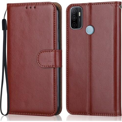 Folio Luxury Leather Case for On OPPO A53 4G Wallet Stand Flip Case Phone Bag with Strap