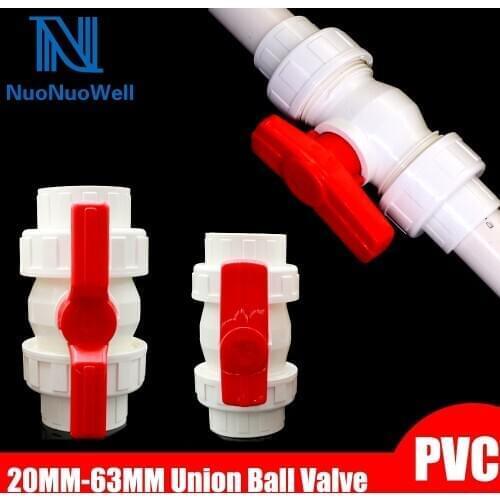Aquarium PVC Union Ball Valve Connector For OD 20/25/32/40/50/63mm Pipe Water Switch Joints Heavy Duty