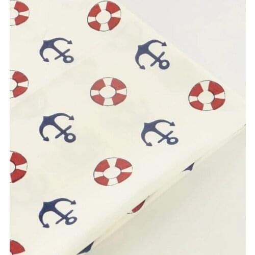 Sewing Cloth Dark Blue Sea Achor Designs Cotton Fabric Twill Home Textile Quilting Patchwork Tissue Tecido Scrapbooking Telas