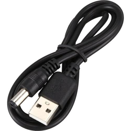 USB Cable 5.5mm / 2.1mm 5V DC Barrel Jack Power Cable (Black, 75cm)