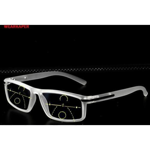 WEARKAPER Square Frame Progressive Multifocal glasses Reading Glasses Men Women Points Reader Near Far sight diopter 1.0-4.0
