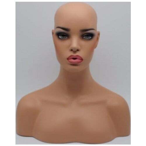 Female Healthy Color Skin Fiberglass Mannequin Head Bust For Wigs/Jewelry 02