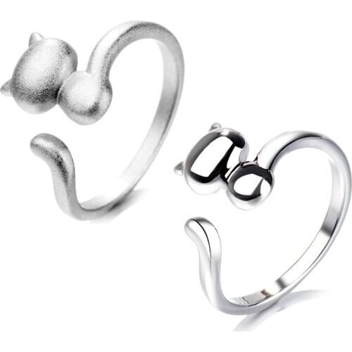 Silver 925 Rings For Women Korea Style Cat Finger Ring Adjustable 2020 New Fashion Jewelry Accesories Anillo Bague Femme Bijoux