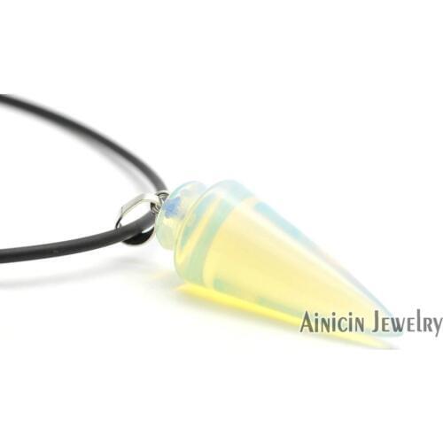 1pc Fashion Women Jewelry Beige Color Cone Shape Pendant Necklace 18'' rubber Chain Jewelry Birthday Gift