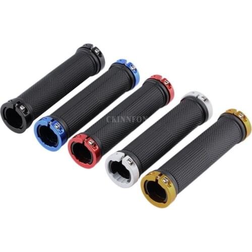 100Pair MTB Mountain Bike Handlebar Anti-Skid Rubber Bicycle Grips Lock On Bicycle Handlebar Grips+4 Aluminum Rings+2 Caps