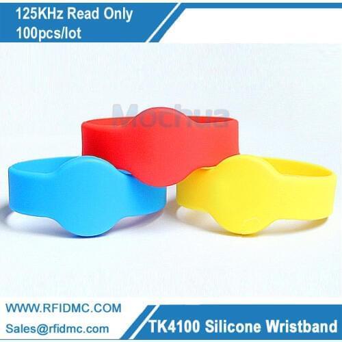 125Khz EM4100 read only RFID Silicone Wristband x 100pcs/lot