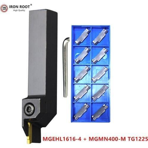 1P MGEHR1616-4 / MGEHL1616-4 Grooving Tool Holder + 10P MGMN400 CNC Carbide Insert Metal Lathe Cutting Turning