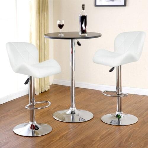 2Pcs Bar Chair Leisure Leather Swivel Bar Stools Chairs Height Adjustable Bar Chair For Kitchen Dining Room HWC