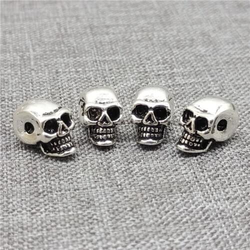 4 Pieces 925 Sterling Silver Skull Beads Punk Skeleton Spacers