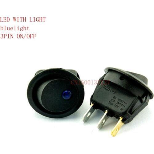 5pin 3pin ON/OFF Ship type switch with lamp LED blue light round switch power switch
