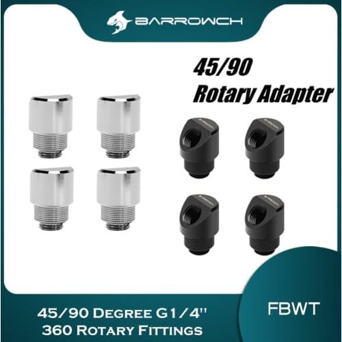 8PCS BARROWCH 45/90 Degree G1/4'' 360 Rotary Fittings ,Cabinet Liquid Cooling Loop Kit Build Connector,FBWT90-MR
