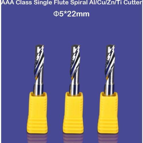 AAA Single Flute Aluminum Cutting Tools Shank 5mm CEL 22mm
