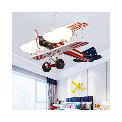 American retro led aircraft chandelier child bedroom boy bedroom creative personality cartoon fighter Chandelier free shipping