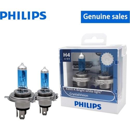 Philips H4 H1 Auto Halogen Lamps Bulb Fog Lights H3 H11 4300K Light HB3 HB4 9005 9006 12V Crystal Vision Halogen Headlight Bulbs