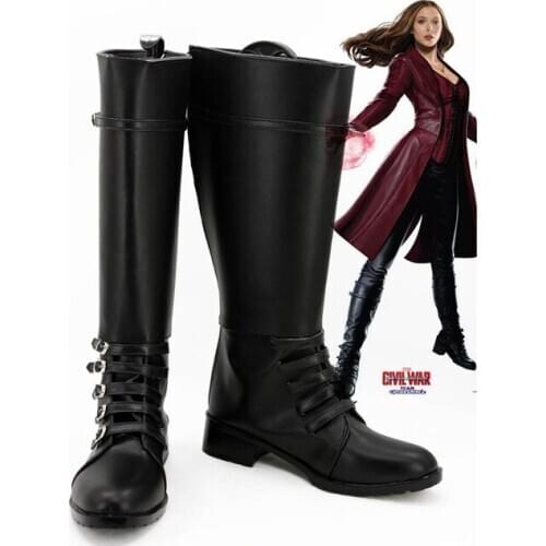 Captain Civil War Wanda Maximoff Scarlet Witch Cosplay Boots Shoes Custom Made European Size