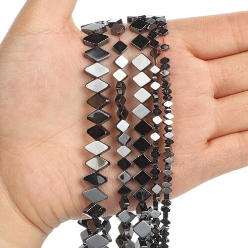 Natural Stone Beads Diamond Black Hematite Beads Round Loose Beads For Jewelry Making DIY Bracelet Accessories