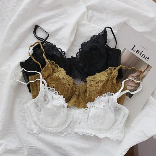 Wriufred All lace ultra-thin womens underwear rabbit ears without bumps lingerie thin sexy breathable bra