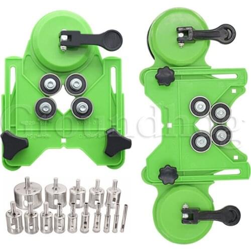For 4-83mm Drill Chuck Vacuum Base Sucker with 6-50mm Diamond Coated Glass Drill Bit Fit Tile Glass Hole Saw Openings Locator