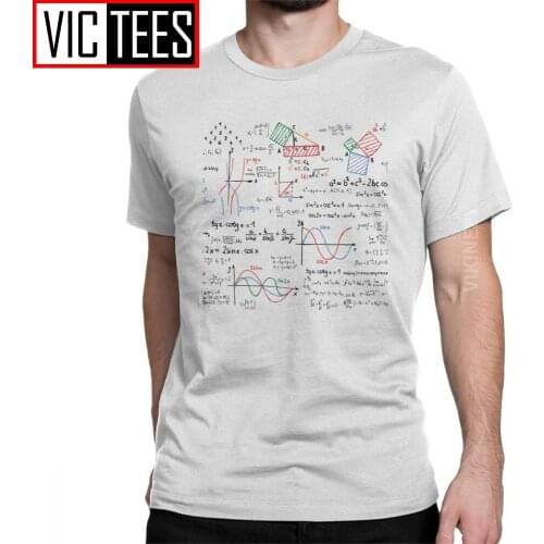 Awesome Mathematics Formulas Numbers T-Shirt for Men Pure Cotton Tshirt Science Physics Geek Nerd Gift