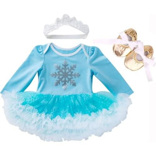 New Infant Toddler Newborn Baby Girls Snowflake Printed Long Sleeve Rompers Playsuit Jumpsuit Casual Clothes Elsa Anna Baby Set