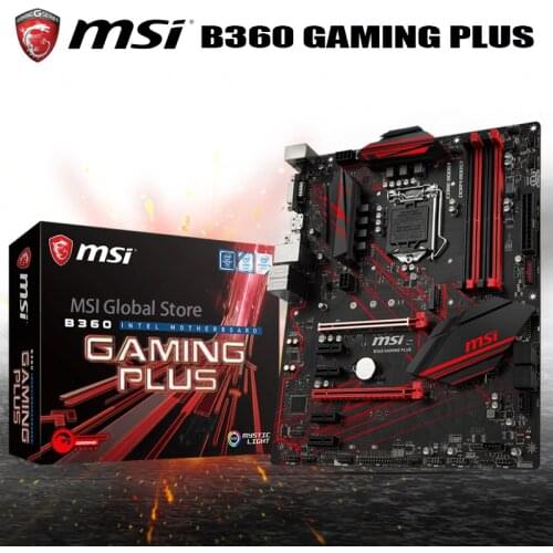 LGA 1151 MSI B360 GAMING PLUS Motherboard Supoort (Intel 8th-Gen) i7 i5 i3 CPU DDR4 2666MHz 64GB Desktop Intel B360 Placa-Mãe