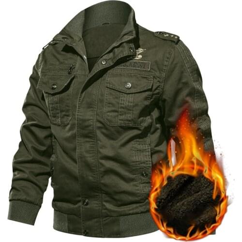 Outdoor Hiking Military Jacket Men Winter Bomber Jacket Coat Army Cotton Pilot Jacket Autumn Fashion Casual Cargo Slim Fit Coat