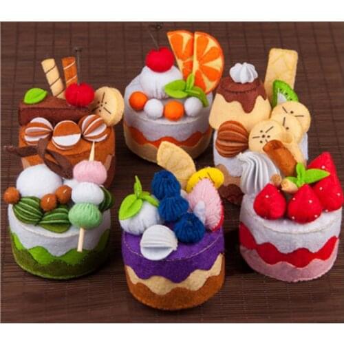 Cute little 6 cakes together Fabric Felt kit Non-woven cloth Craft DIY Sewing set Felt Handwork Material DIY needlework supplies