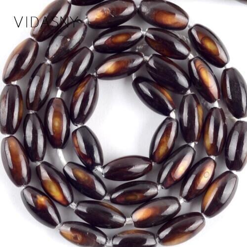 Natural Stone Brown Mop Shell Beads For Jewelry Making 5*10mm Charm Spacer Beads Fit For Necklace Bracelet 15" Strand Wholesale