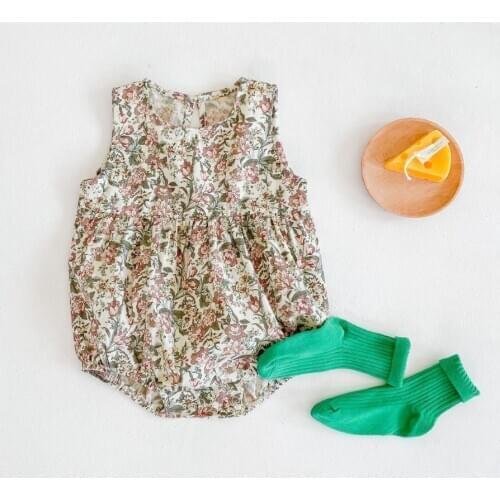 Autumn New Baby Girls Floral Romper +Bottoming Shirt
