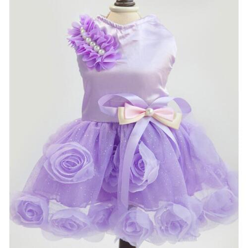 Pet Dog Clothes Spring And Summer Fashion Wedding Dress Rose Pearl Bow Dress Skirt Evening Dress Pet Costume DC820