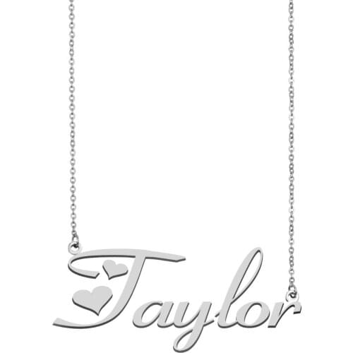Taylor Name Necklace Personalised Stainless Steel Women Choker 18k Gold Plated Alphabet Letter Pendant Jewelry Friends Gift