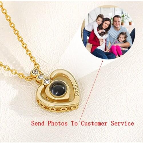 Customized Picture Projection Necklaces For Women Rose Gold Chain Personalized Photo Name Memory Necklace Birthday Jewelry Gift