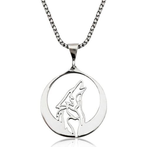 Silverlina Silver Gray Wolf Necklace