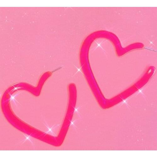 Y2K Hollow Out Heart Dangle Earrings For Women Acrylic Vintage Charms Drop Earrings Gossip Girl 90s Style Jewelry Friends Gifts