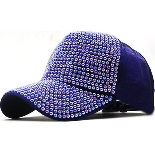 Rhinestones luxury pearl Sequins Baseball Cap For Women Party Hat Girl Autumn Winter Snapback Hip hop hat Gorras Casquette Bones