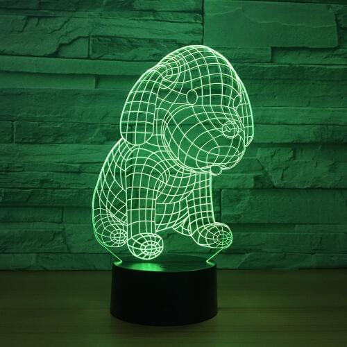 Idea Led Acrylic 3d Lovely 7 color change 3D Lamp Stunned Puppy Modeling Usb Interface Personality Gift 3d Light Fixtures