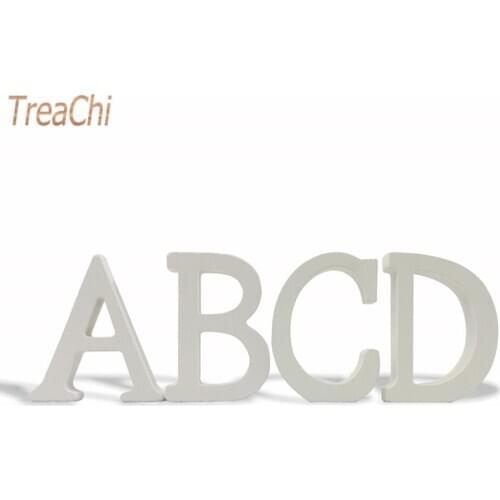Home Decor Decoration Thick Wood Wooden White Letters Alphabet Wedding Birthday 8cmX1.2cm