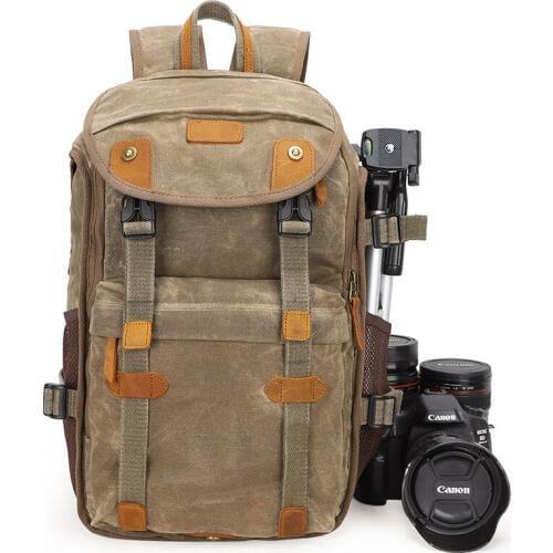 Waterproof canvas men and women shoulder bag liner outdoor cross-border SLR digital camera bag can put 15" notebook