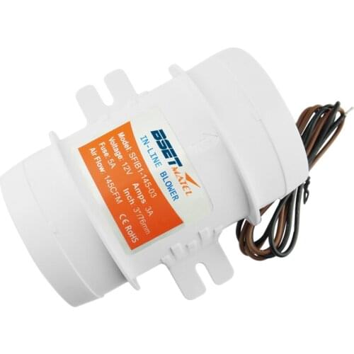 Marine in-Line Bilge Boat Air Blower 4 inch 12V Exhaust - Minimal Current Draw, High Volume Air Flow