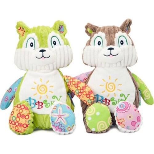 High Quality Cartoon Animal Squirrel Appease Doll Plush Toy Baby Companion Doll With BB Device Suitable For 0-3 Years Old