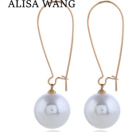 2019 Trendy Hoop Earrings With Simulated Pearl New Gold Color Metal Loop Earrings for Women Minimalism Jewelry Accessories Gifts