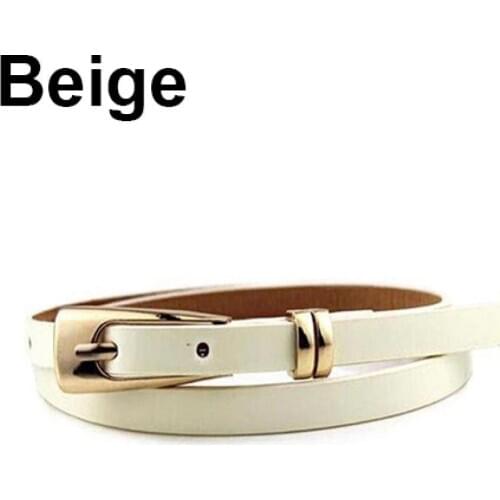 Womens Fashion Candy Color Faux Leather Buckle Skinny Belt Thin Waistband Sash