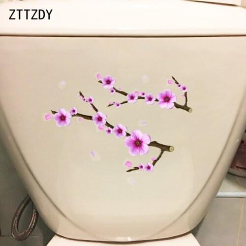 ZTTZDY 18.2*22.5CM Peach Tree Branch Flower Fashion Toilet Seat Decor Decal Living Room Wall Sticker T2-0321