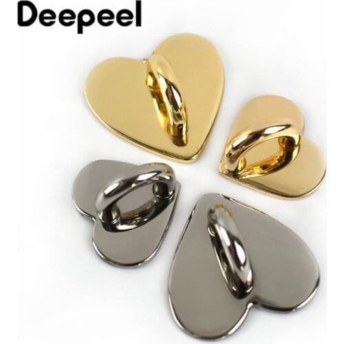 10pcs 18*21mm/24*25mm Non-detachable Metal Heart D Ring Side Clip Buckle Bag Hardware Clasp Accessories DIY Pendant Hook Buckles