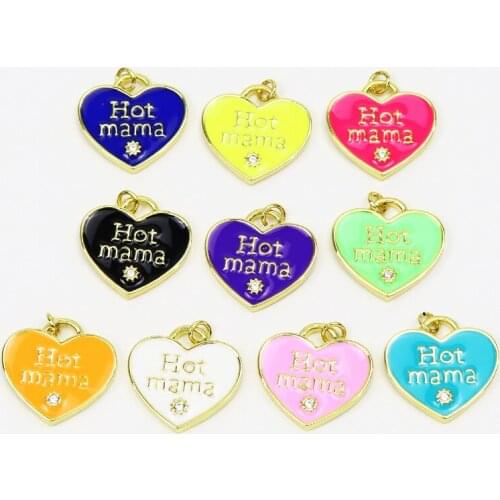 10 Pcs Mix Color Enamel Heart Pendant Jewelry Charms Mix color Round Jewelry Pendant Accessories Necklace Pendant 51796