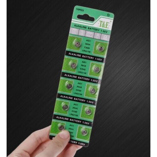 10PCS Watch Battery AG1 1.55V 364 SR621SW LR621 621 LR60 CX60 Alkaline Button Coin Cell Batteries