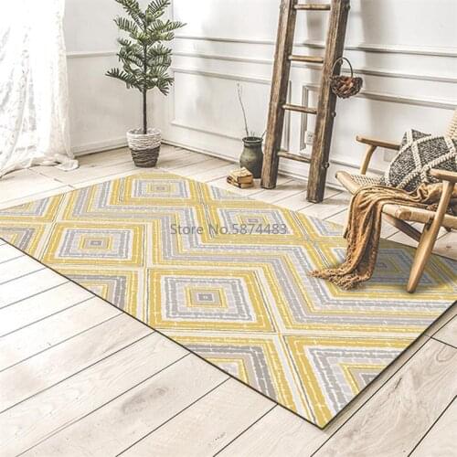 200*300cm Fashion Modern Simple Yellow Gray Diamond Geometry Living Room Bedroom Bedside Carpet Floor Mat Customization