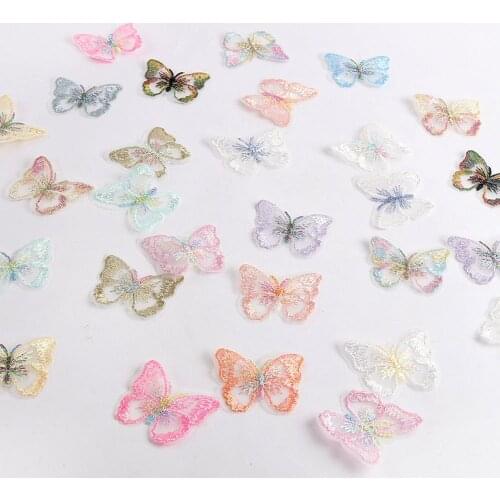 4.3*5cm Mesh water-soluble lace cloth with colored embroidery butterfly without shipping 7.31